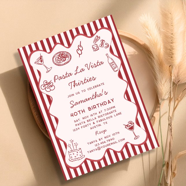 Convites Funny Pasta La Vista Jante italiano aniversário de (Criador carregado)