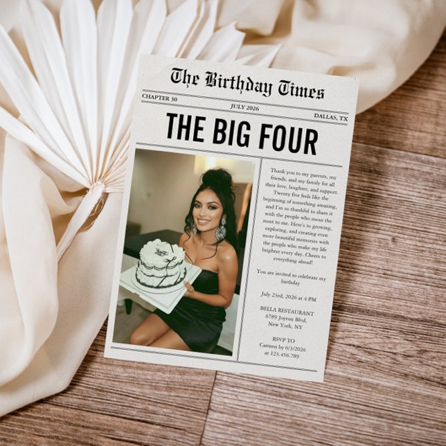 Convites Funny Photo Newspaper 40th Birthday (Criador carregado)