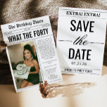 Convites Funny Photo Newspaper 40th Birthday<br><div class="desc">Celebrate the big 4-0 with a Funny Photo Newspaper 40th Birthday Invitation that’s full of personality and humor. Designed to look like a playful newspaper front page, this creative invitation features a standout photo, witty headlines, and fun “news” sections that highlight the birthday milestone. The newspaper-style layout adds a unique...</div>