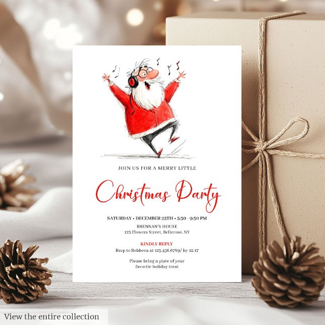 Convites Funny Quirky Santa Claus Christmas Party Invite (Funny Quirky Santa Claus Christmas Party Invite)