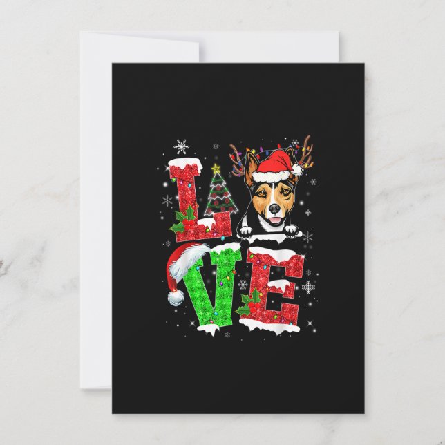 Convites Funny Rat Terrier Dog Tree Christmas Lights Xmas P (Frente)