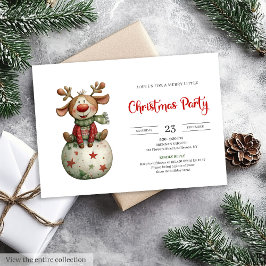 Convites Funny Reindeer festive watercolor holiday invites