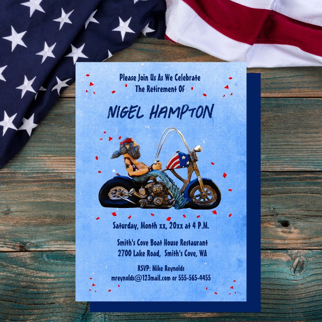 Convites Funny Retirement Party Biker (Funny Retirement Party Biker Invitation)