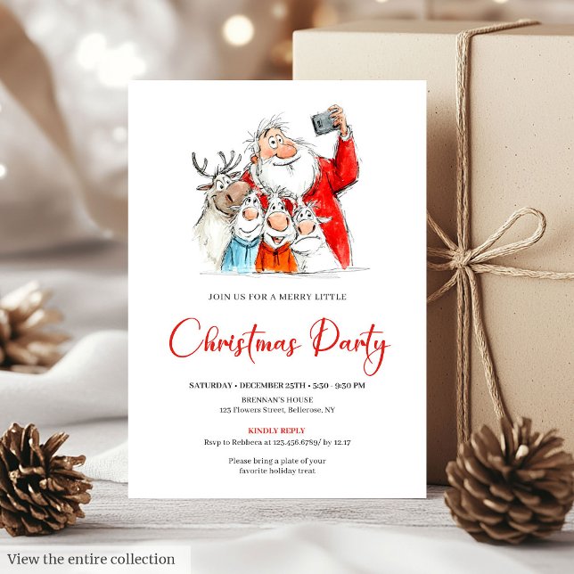 Convites Funny Santa Claus Minimal Christmas Party Invite (Funny Santa Claus Minimal Christmas Party Invite)
