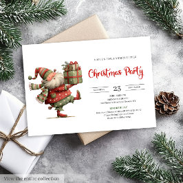 Convites Funny Santa Claus Modern Red Green Holiday Invite