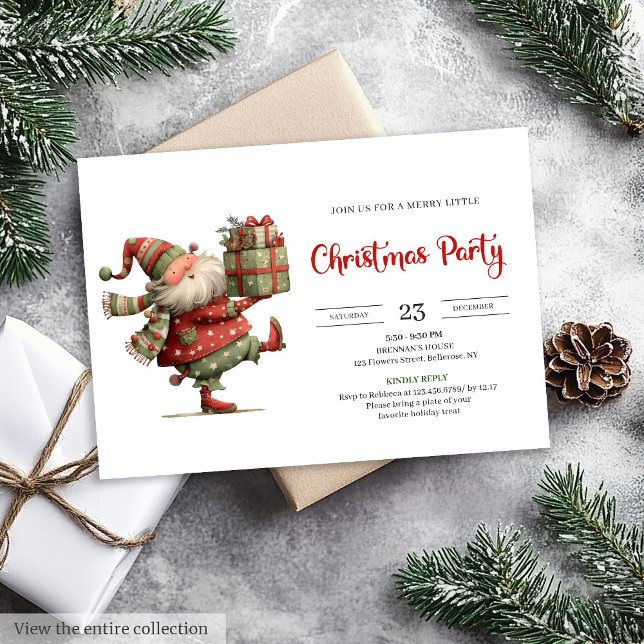 Convites Funny Santa Claus Modern Red Green Holiday Invite (Funny Santa Claus Modern Red Green Holiday Invitation

)