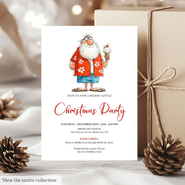 Convites Funny Santa Claus Watercolor Festive Party Invite (Funny Santa Claus Watercolor Festive Party Invite)