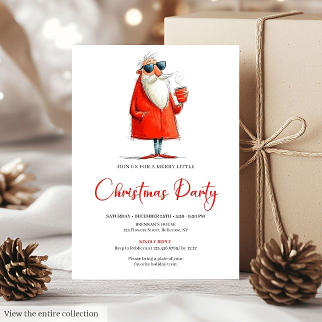 Convites Funny Santa Custom Holiday Cocktail Invitation (Funny Santa Custom Holiday Cocktail Invitation)