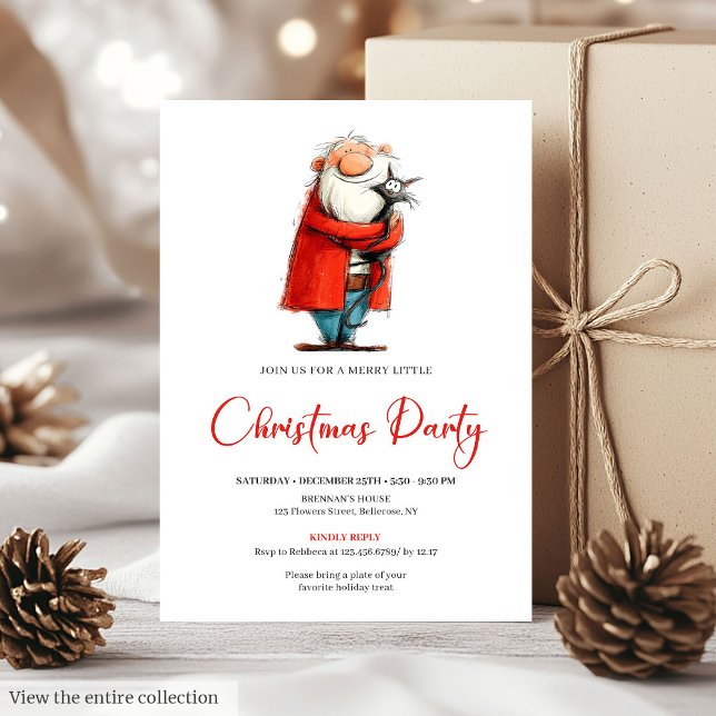 Convites Funny Santa Watercolor Custom Holiday Invitation (Funny Santa Watercolor Custom Holiday Invitation)