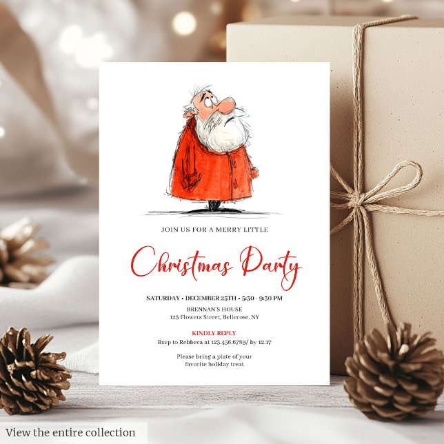 Convites Funny Santa Watercolor Modern Holiday Party Invite (Funny Santa Watercolor Modern Holiday Party Invite)