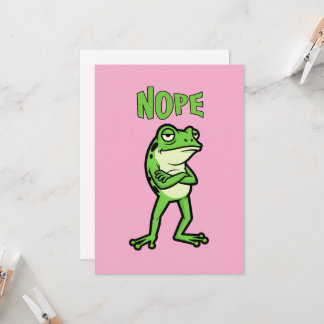 Convites Funny Sassy Frog Nope, Grumpy Toads Cartoon Illus