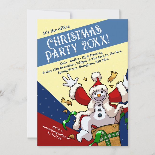 Convites Funny Snowman Santa Christmas Party Add The Year  (Frente)