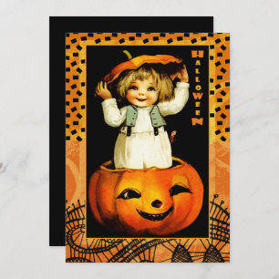 Convites Funny Vintage Kid Festa de Halloween