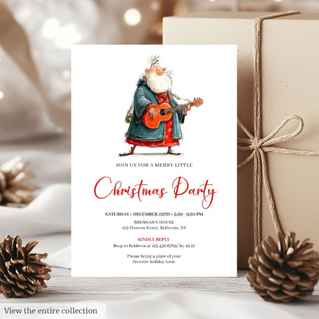 Convites Funny Watercolor Santa Kids Christmas Invitation (Funny Watercolor Santa Kids Christmas Invitation)