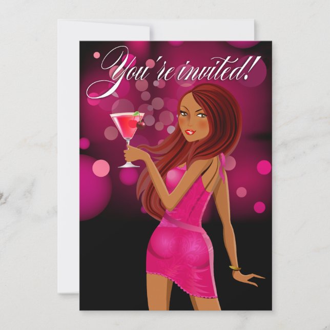 Convites Fuschia de Celebração de Qualquer Festa (Frente)