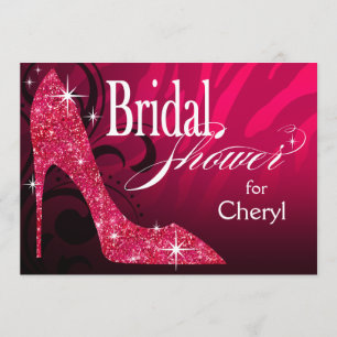 Convites Fuschia do chá de panela da zebra do estilete do