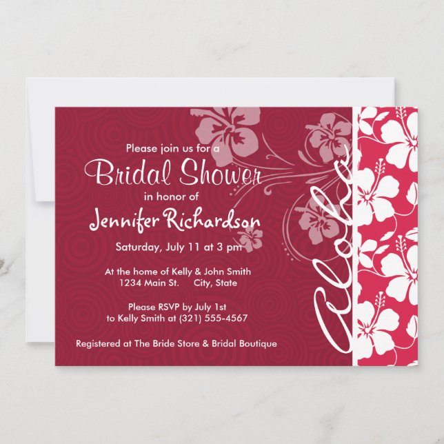 Convites Fuschia Tropical Hibiscus; Aloha (Frente)