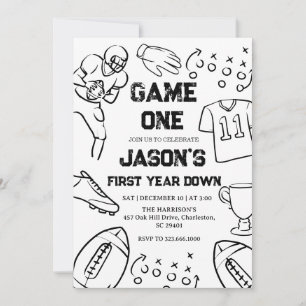 Convites Futebol 1º Aniversário Jogo de Esportes Americanos