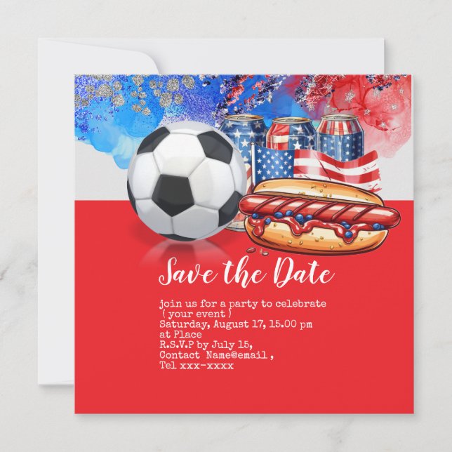 Convites Futebol 4 de Julho Dia da Independência América (Frente)