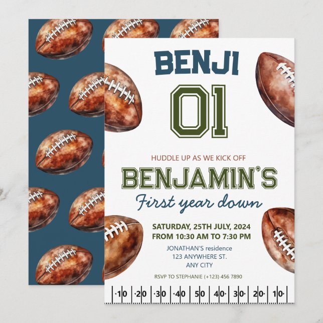 Convites Futebol de 1rua por ano na Festa de aniversário de (Frente/Verso)