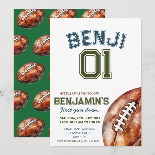 Convites Futebol de 1rua por ano na Festa de aniversário de (Frente/Verso)