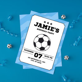 Convites Futebol de Aniversário de criança Simples Azul
