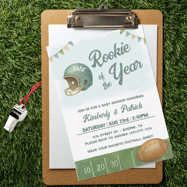 Convites Futebol do Ano (Rookie of the Year Football Baby Shower Invitation)