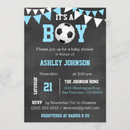 Convites Futebol é um menino azul do quadro do chá de