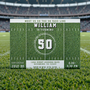 Convites Futebol Field 50 Yard Line 50th Festa de aniversár