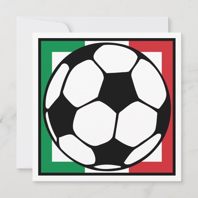 Convites futebol. italia quadrado. bola de futebol. (Frente)