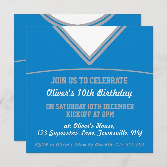 Convites Futebol Jersey Themed Party Invite Modelo, LAX (Frente/Verso)