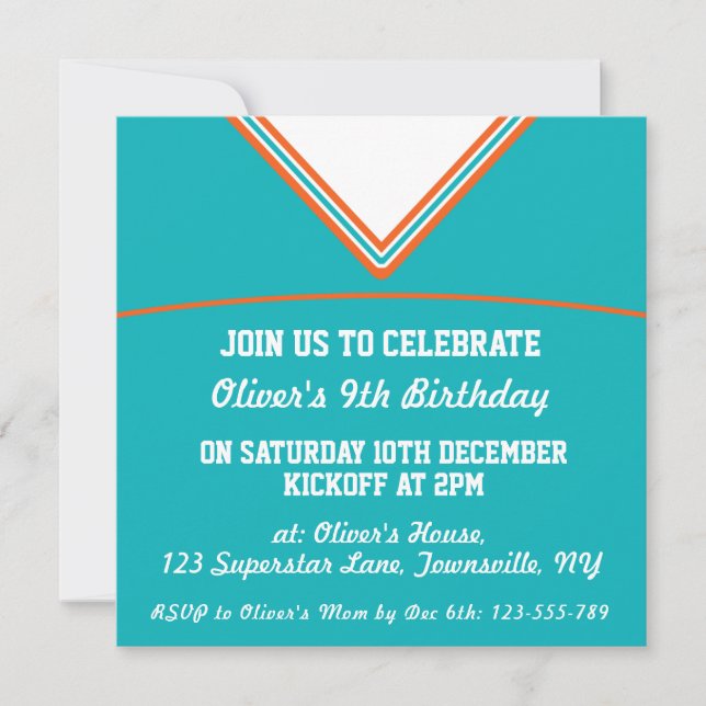 Convites Futebol Jersey Themed Party Invite Modelo, LAX (Frente)