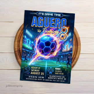 Convites Futebol Neon Glow - Aniversário de Futebol Futuris