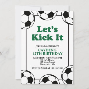 Convites Futebol preto e verde Aniversário