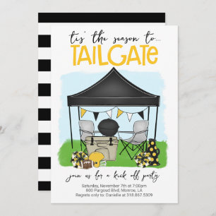 Convites Futebol Tailgate Black Dourado Mudança para QUALQU