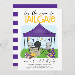 Convites Futebol Tailgate Roxo Mudança Dourada em QUALQUER 