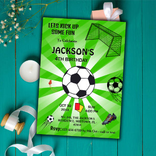Convites Futebol temático do 4º aniversário moderno