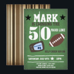 Convites Futebol Themed 50th Birthday<br><div class="desc">Adicione seu texto personalizado a este design usando as caixas "Editar este modelo design" no lado direito do item, ou clique no botão azul "Personalizar" para organizar o texto, alterar as fontes e cores e também adicionar informações ou imagens adicionais a este design. ****Para pedidos personalizados, não coloque este produto...</div>