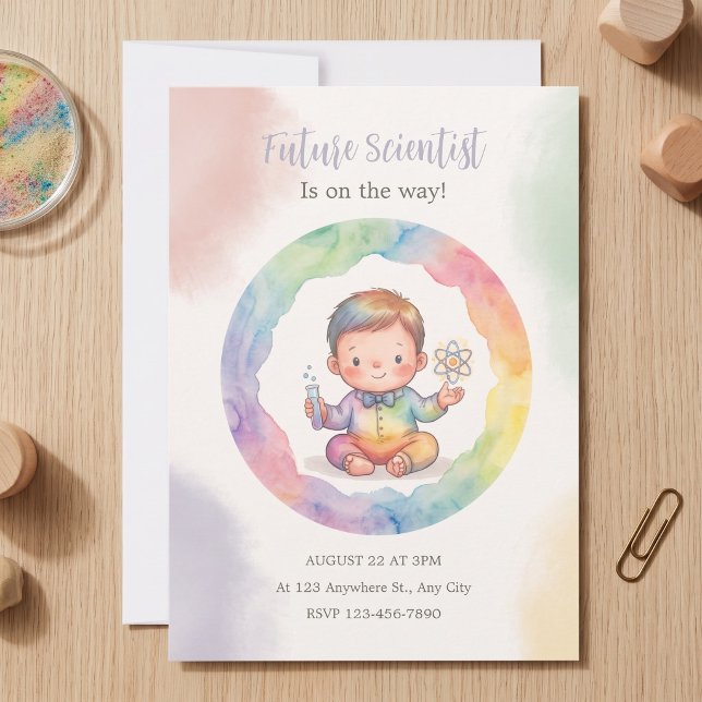 Convites Futuro Cientista a caminho (Future Scientist Baby Shower Invitation)
