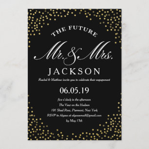Convites Futuro da Confetti com Glitter Dourado Festa de n