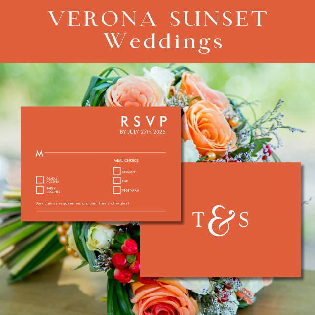 Convites Gabinete de Casamento RSVP Verona Sunset Orange (Criador carregado)