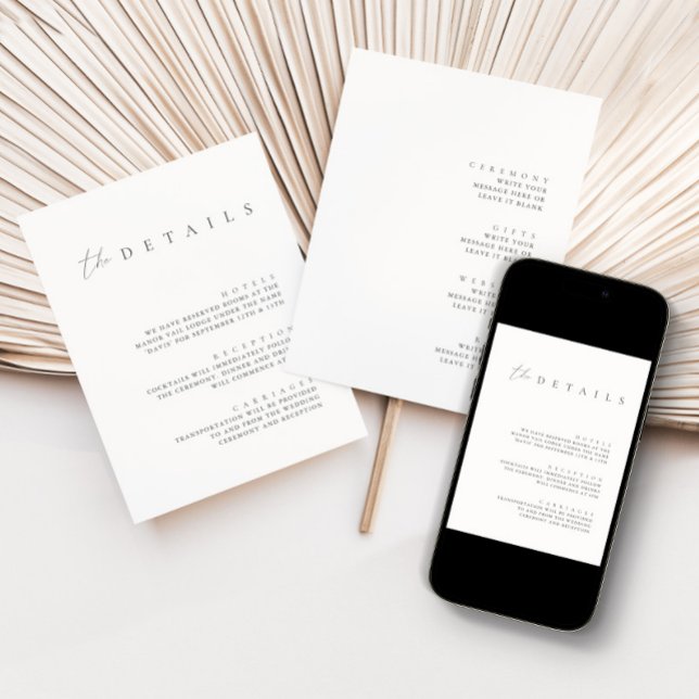 Convites Gabinete de Detalhes de Casamento Duplo Side Minim (Criador carregado)