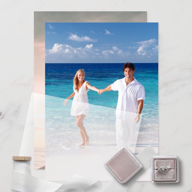 Convites Gabinete de Fotografia Personalizado para Casament (Custom Two Photo Enclosure Card for Vellum Wedding Invitations)