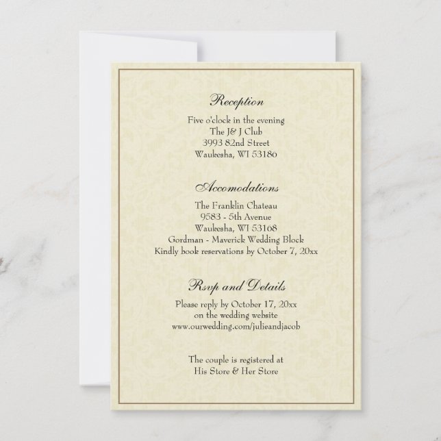 Convites Gabinete de Recepção de casamento Clássico Elegant (Frente)