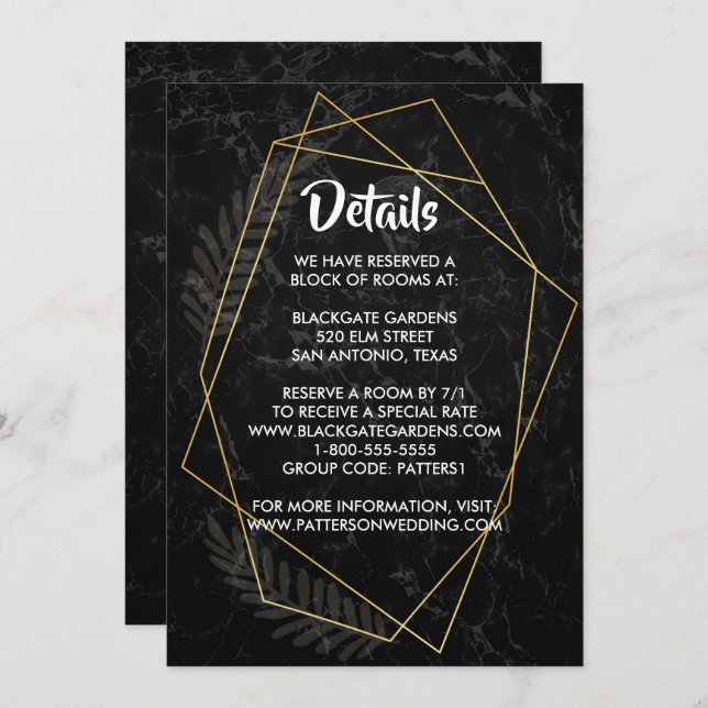 Convites Gabinete Geométrico Faux Marble (Frente/Verso)