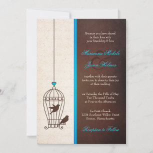 Convites Gaiola de Pássaros - Casamento de Teal e Chocolat