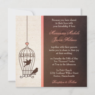 Convites Gaiola de Pássaros Fançosa - Casamento de Chocol