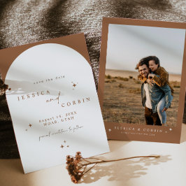 Convites Gala Burnt Orange Boho Arch Star Salvar Data