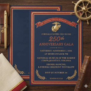 Convites Gala de Aniversário de 250 anos da USMC Navy e Our