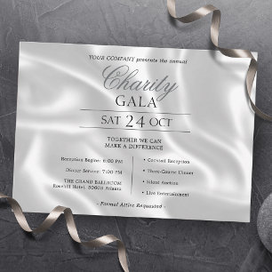 Convites Gala de Caridade da Empresa de Seda Prata Elegante